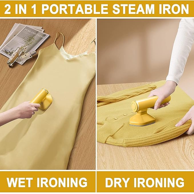 HandyCozy SteamGo™ Mini Handheld Garment Steamer & Travel Steam Iron (40ml | 2-in-1 Dry & Steam)