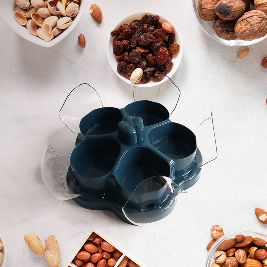 Lotus Shape Rotating Dry Fruit Snack Organizer Box With Compartments (1 Pc)