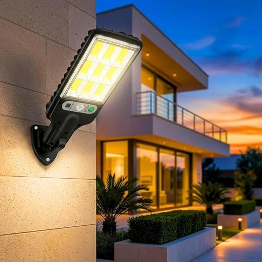 HandyCozy High-Power Solar LED Street Light with Motion Sensor & Remote – Waterproof Outdoor Security Wall Light