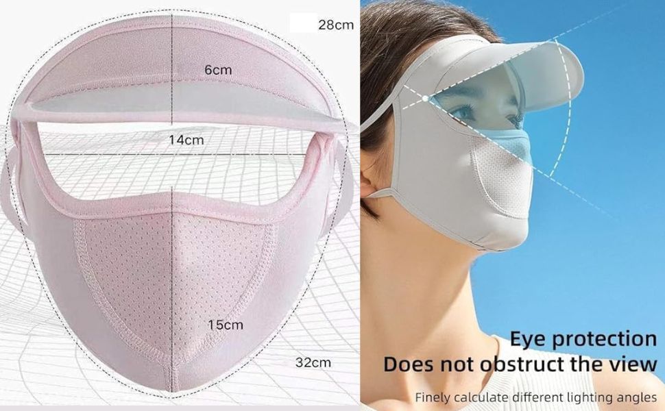 HandyCozy Women’s Full Face UV Protection Cap with Mask & Wide Brim Visor – Breathable Outdoor Sun Shield