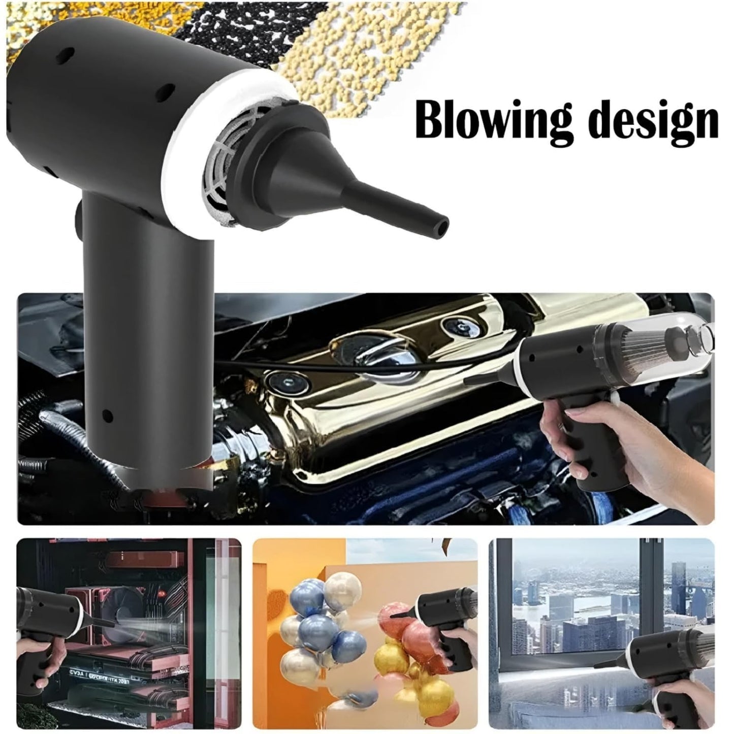 HandyCozy  Wireless Car Mini Vacuum Cleaner with Blower – Rechargeable High-Suction Handheld Cleaner
