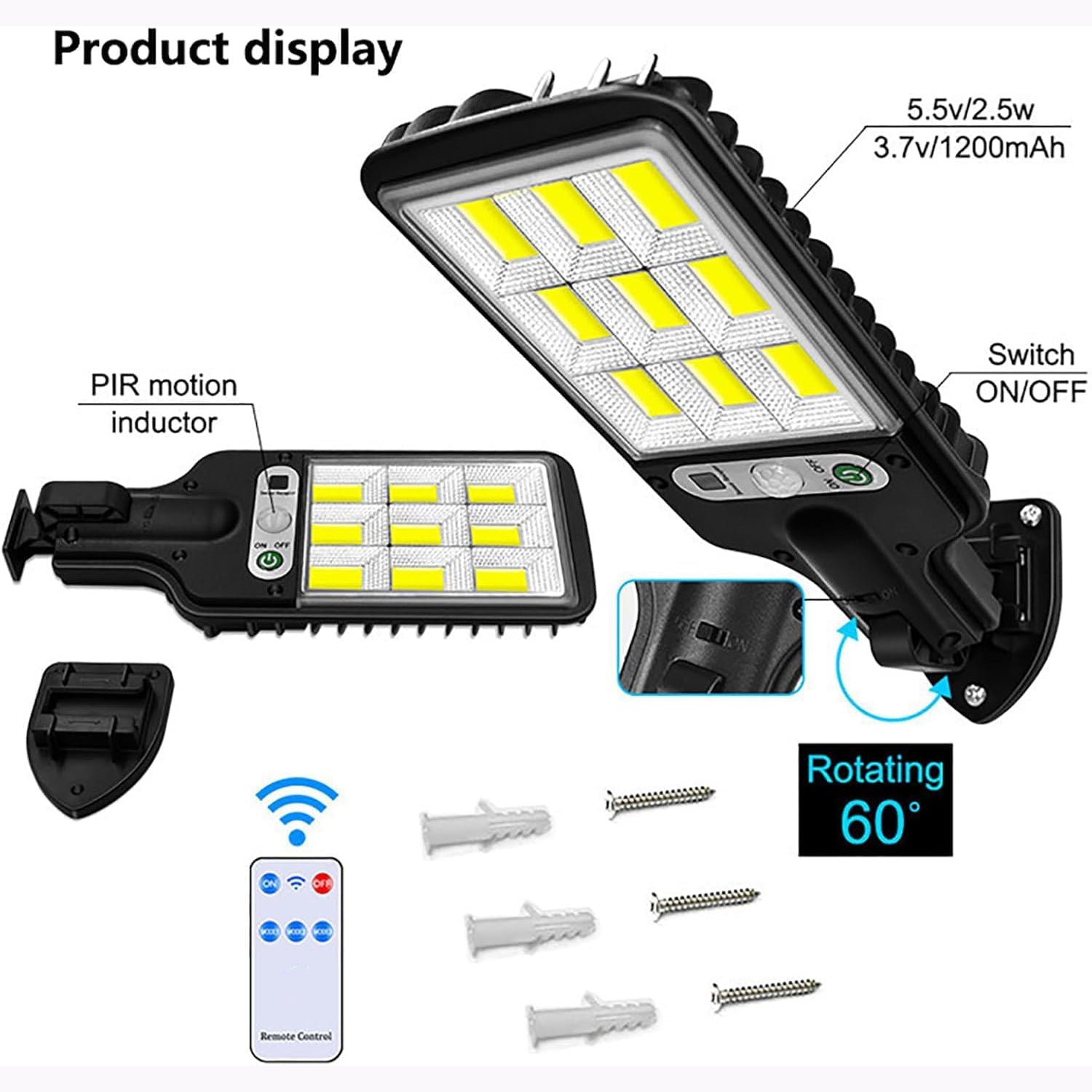 High-power Solar Led Street Light With Motion Sensor  Remote Control