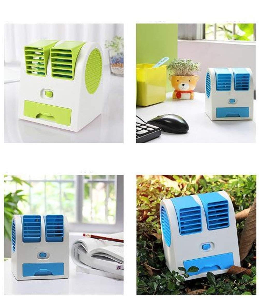 HandyCozy Dual Bladeless Mini Air Cooler – Portable USB Desktop Cooling Fan with Ice Chamber