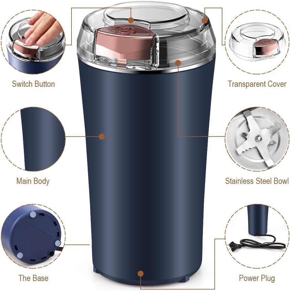 GrindMate™ Portable Mini Electric Mixer Grinder – Compact Coffee, Spice & Dry Masala Grinder for Home & Office