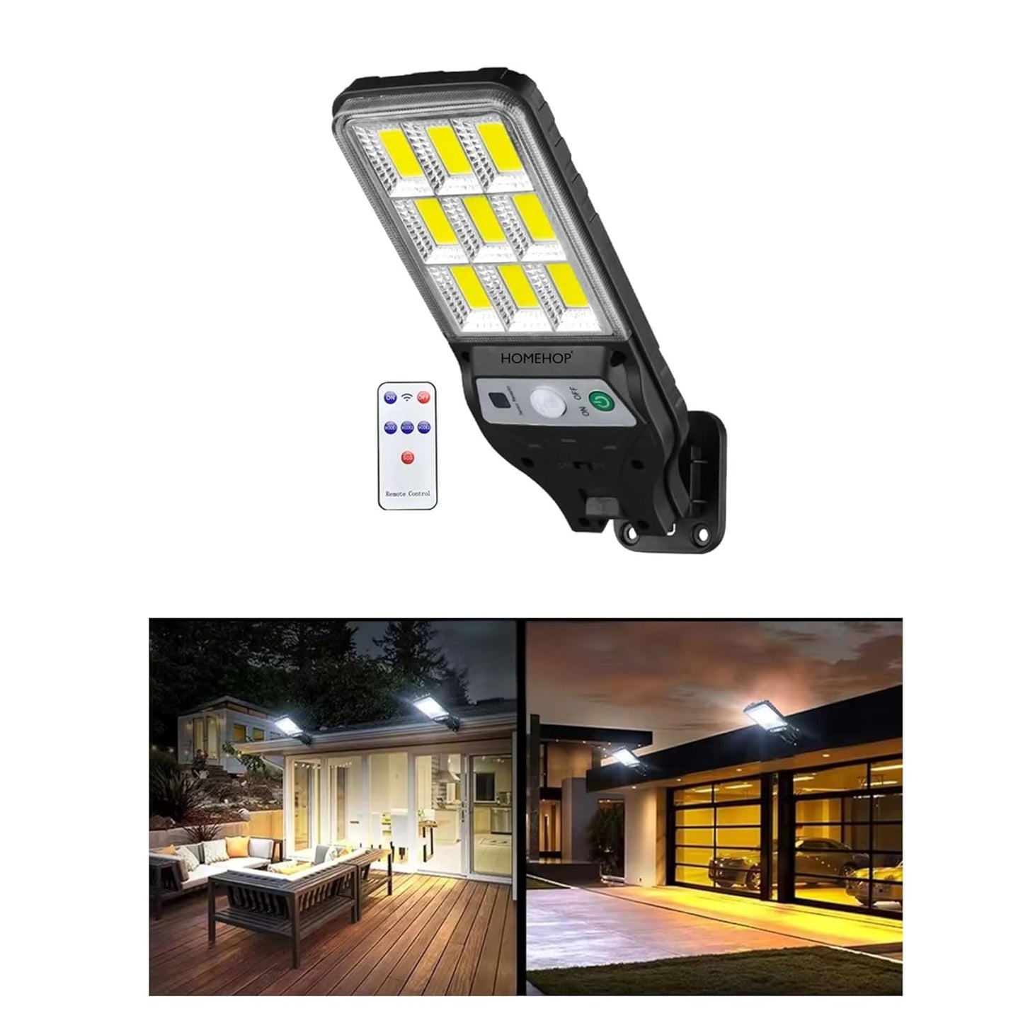 HandyCozy High-Power Solar LED Street Light with Motion Sensor & Remote – Waterproof Outdoor Security Wall Light