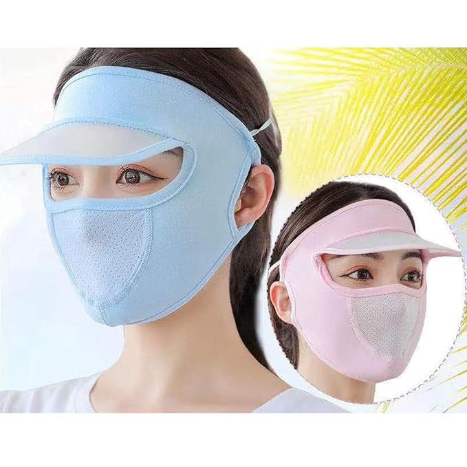 HandyCozy Women’s Full Face UV Protection Cap with Mask & Wide Brim Visor – Breathable Outdoor Sun Shield