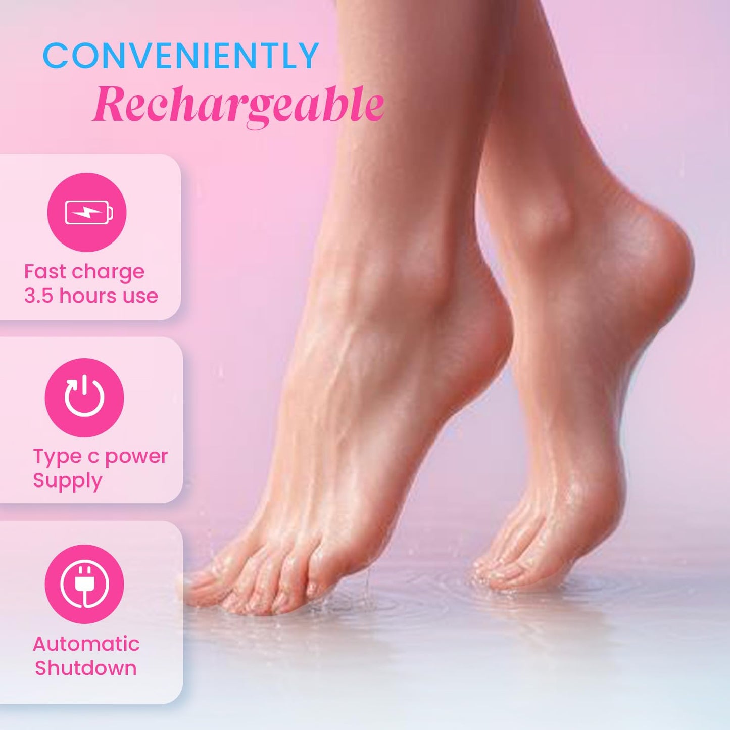 HandyCozy Electric Foot Callus Remover – Rechargeable Pedicure Foot File with Dual Speed & Roller Heads