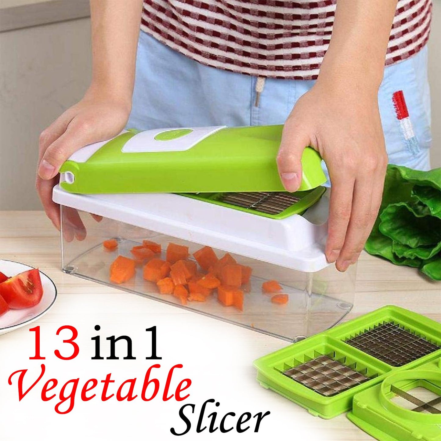 HandyCozy ProCut 13-in-1 Multi Blade Vegetable Chopper & Slicer with Storage Box