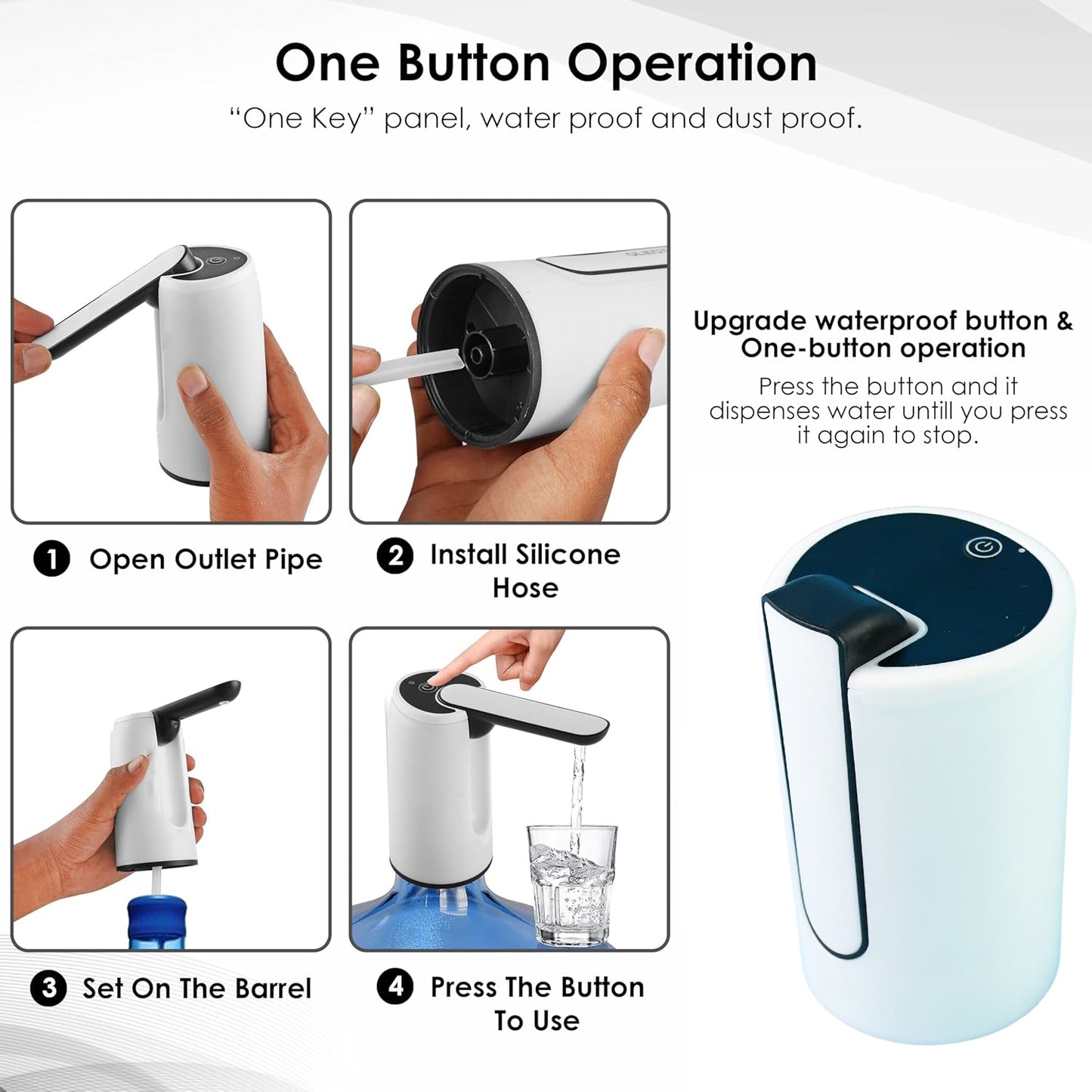 HandyCozy AquaPress™ USB Rechargeable Water Dispenser Pump